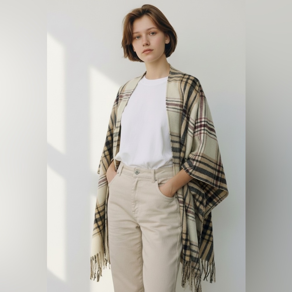 Woolrich Multicolor Plaid Shawl with Fringe